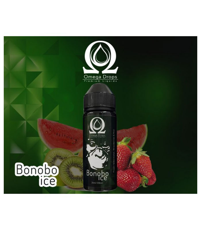 Omega Drops Bonobo Ice 24ml/120ml (Φράουλα, Καρπούζι, Ακτινίδιο & Πάγος) (Flavour Shots)