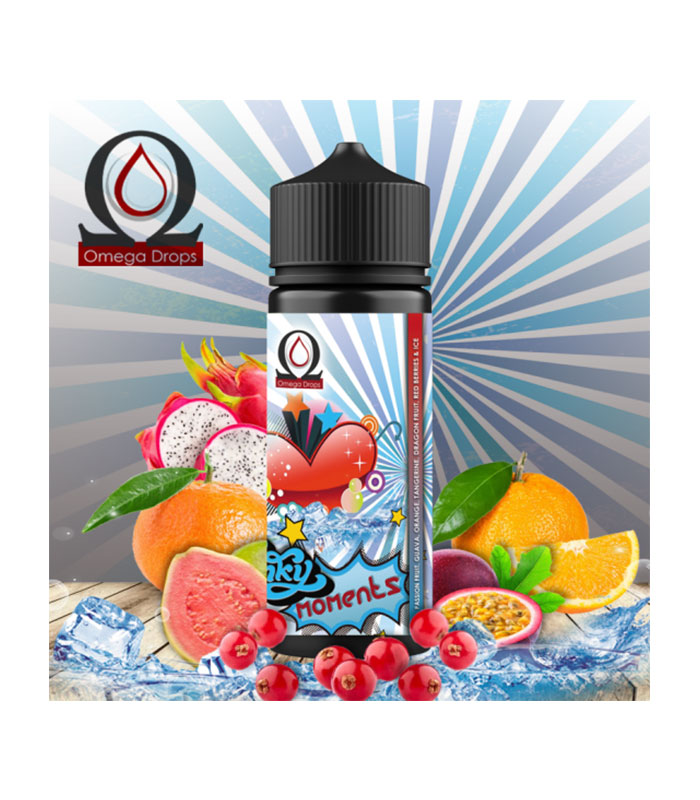 Omega Drops Funky Moments 24ml/120ml (Πορτοκάλι, Γκουάβα, Μανταρίνι, Κόκκινα Μούρα, Dragon Fruit & Πάγος) (Flavour Shots)