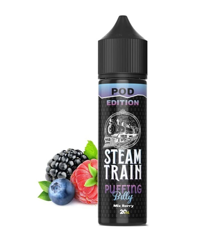 Steam Train – POD Edition Puffing Billy 20/60ml (Σμέουρο, Μούρο, Βατόμουρο & Πάγος) (Flavour Shots)