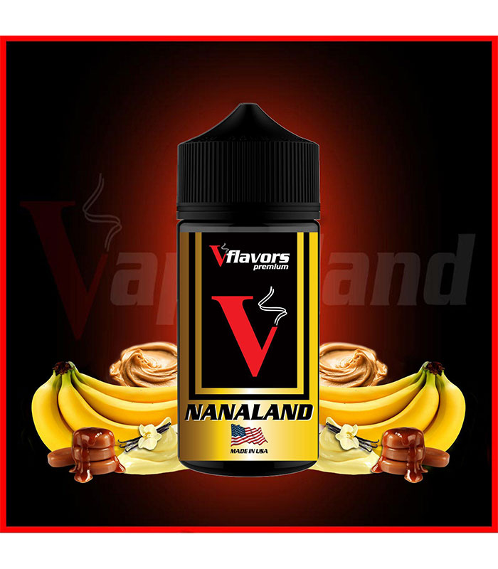 Vflavors Nanaland 15/60ml (Μπανάνα, Φυστικοβούτυρο, Καραμέλα, Κρέμα & Βανίλια) (Flavour Shots)