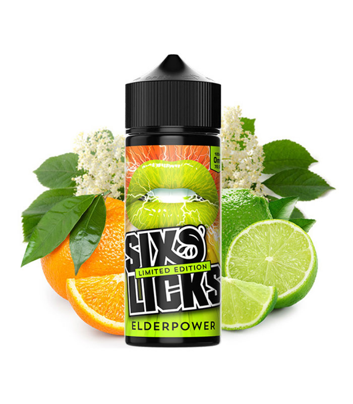 Six Licks – Elderpower 20ml/120ml (Αφροξυλιά, Λάιμ, Πορτοκάλι & Πάγος) (Flavour Shots)