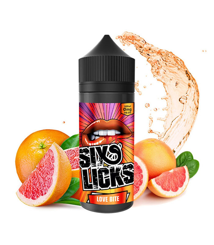 Six Licks – Love Bite 20ml/120ml (Σαγκουίνι, Γκρέιπφρουτ & Πάγος) (Flavour Shots)