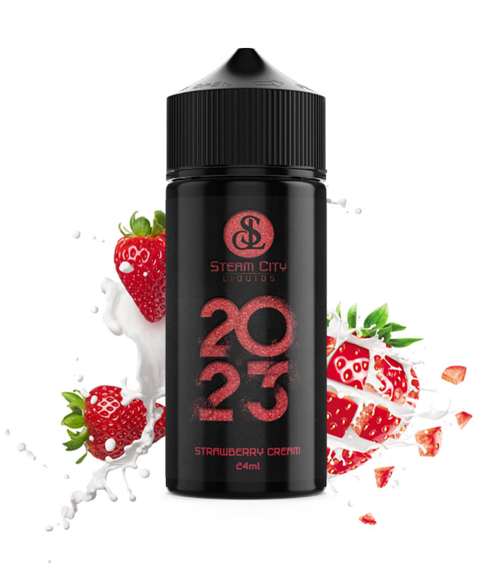 Steam City 2023 Strawberry Cream 24ml/120ml (Σιρόπι, Φράουλες, Κρέμα & Βανίλια) (Flavour Shots)